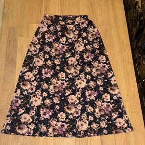 Joe B Black and Purple Floral A-Line Skirt